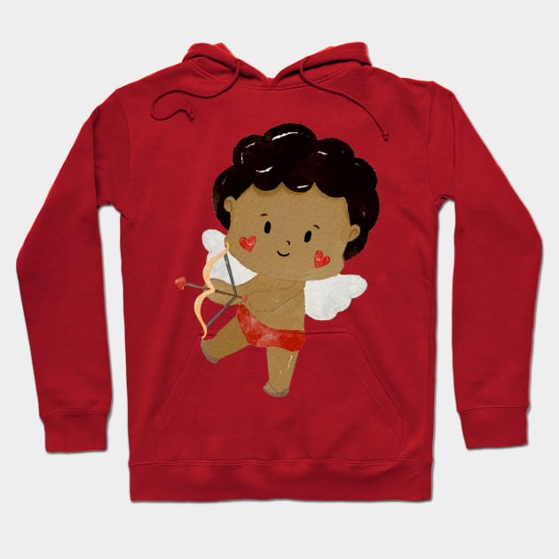 Cute Brown Valentines day Angel Cupid Hoodie by MutchiDesign